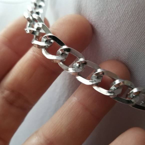 Relisted - Vintage chunky chain choker necklace silver tone - Picture 5 of 7